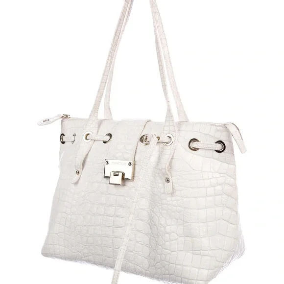 JIMMY CHOO Authentic Ivory Rhea Leather Croc Luxe Handbag - Picture 16 of 16
